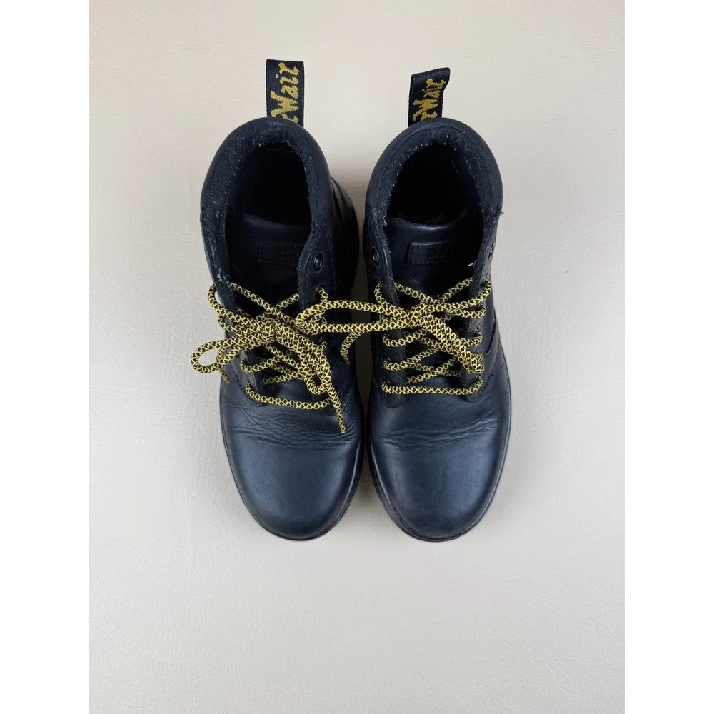 Dr. Martens 8 Bonny Leather Boots Grunge Utility Black Yellow Laces - Picture 3 of 7